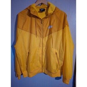 Nike Mens Yellow Windbreaker Full Zip Hooded Size M